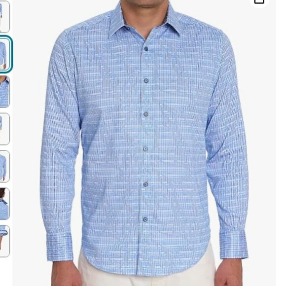Robert Graham Mens Small Blue Geometric Woven Button Up Dress Shirt NWT - Picture 10 of 10